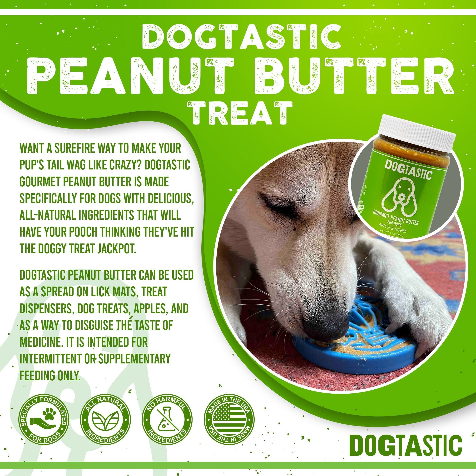 Dogtastic Peanut Butter for Dogs with Flax Seed - Xylitol-Free | USA Made - 50% off